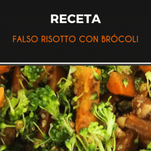 Falso risotto de brócoli con boniato o zanahoria y un toque de espirulina.
